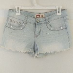 l.e.i. Ashley Low Rise Distressed Denim Shorts